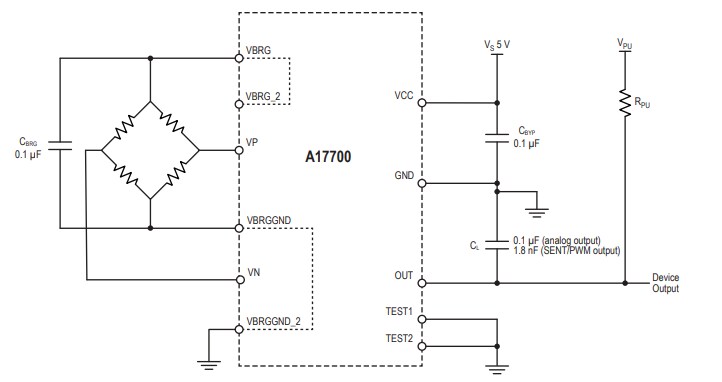 Application Circuit Diagram - Allegro MicroSystems A17700 Pressure Sensor Interface ICs